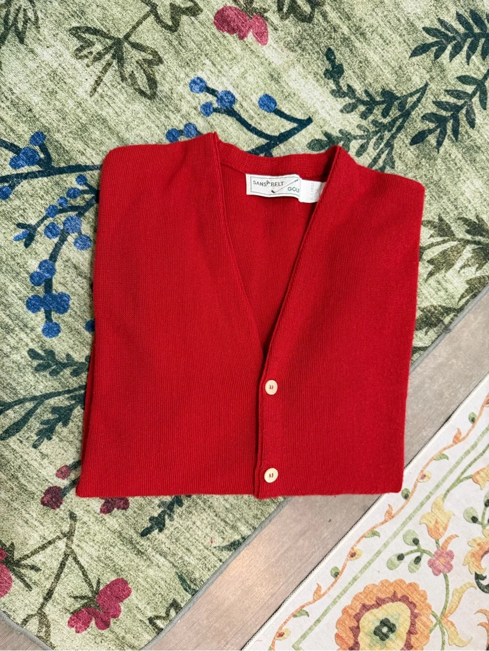 Vintage 90s Sansabelt Golf Red Button Cardigan Sweater Sz XL Tall Classic Preppy